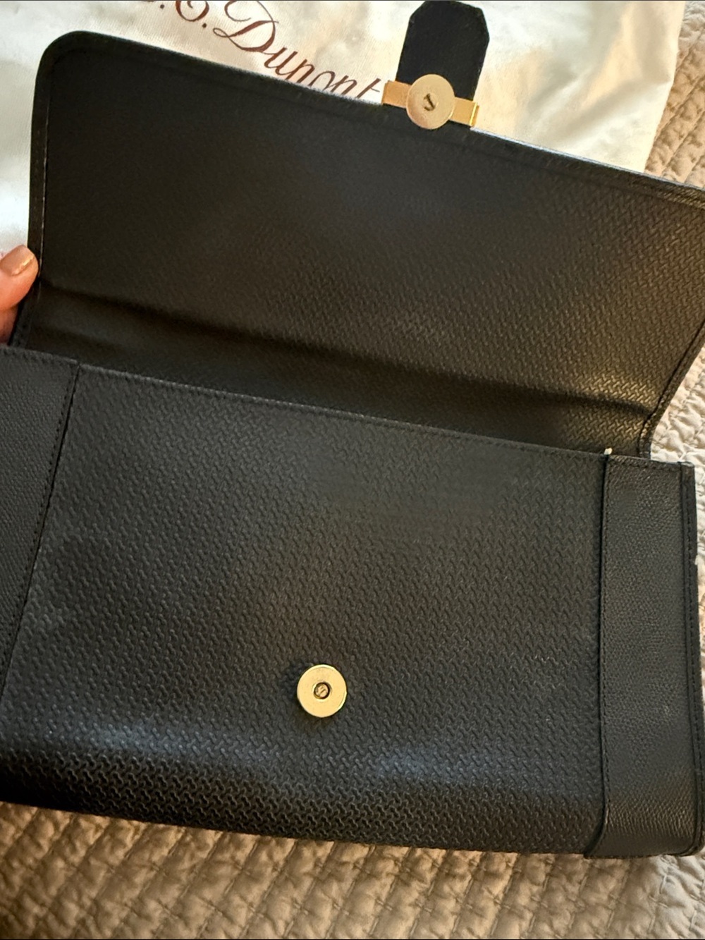Vintage S.T. DuPont Paris rare black evening clutch with dust bag - Picture 4 of 10